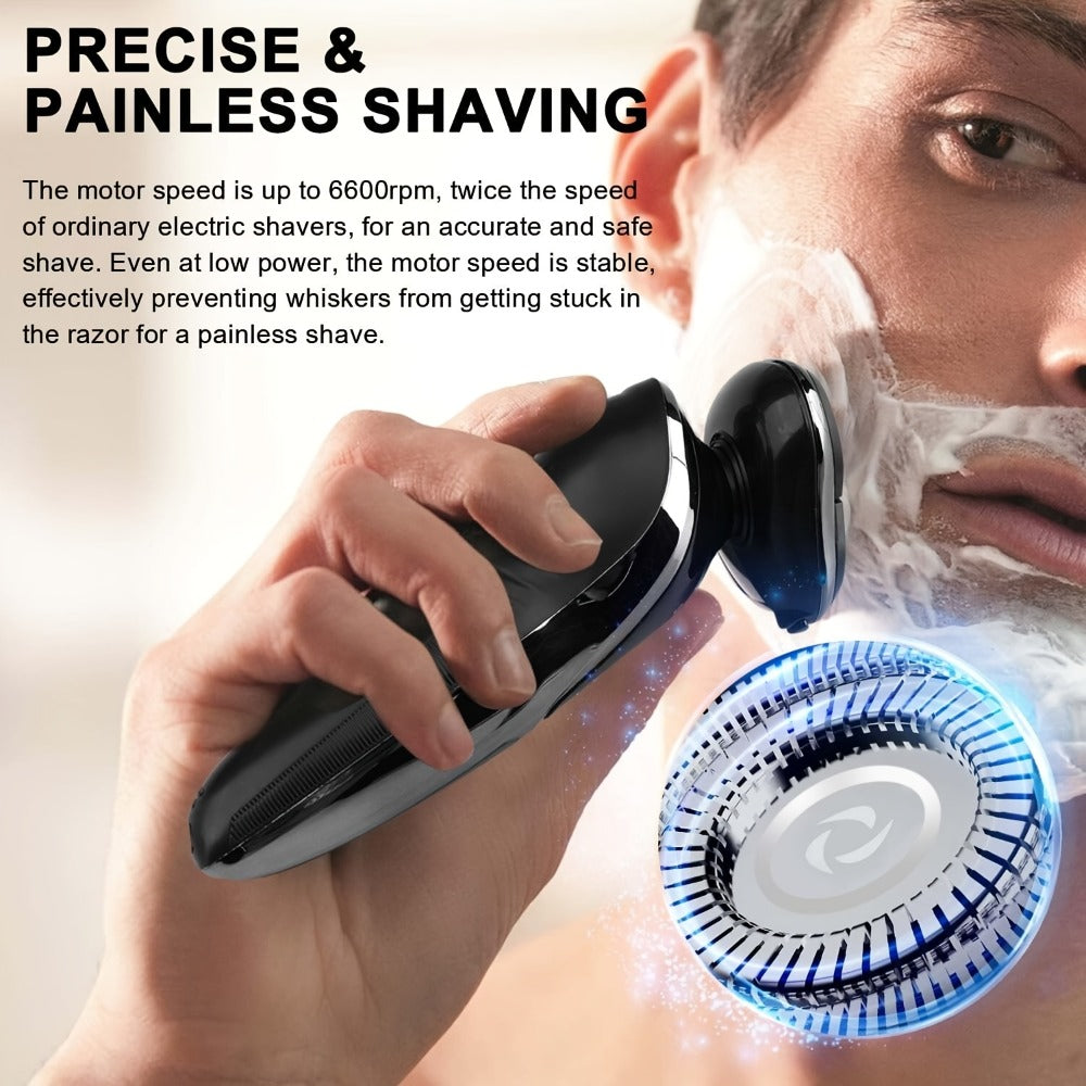 Electric Shaver for Men 3-in-1 Cordless Rechargeable 360° Floating Rotary – Beard Trimmer, Nose Hair Trimmer & Face Shaver wi