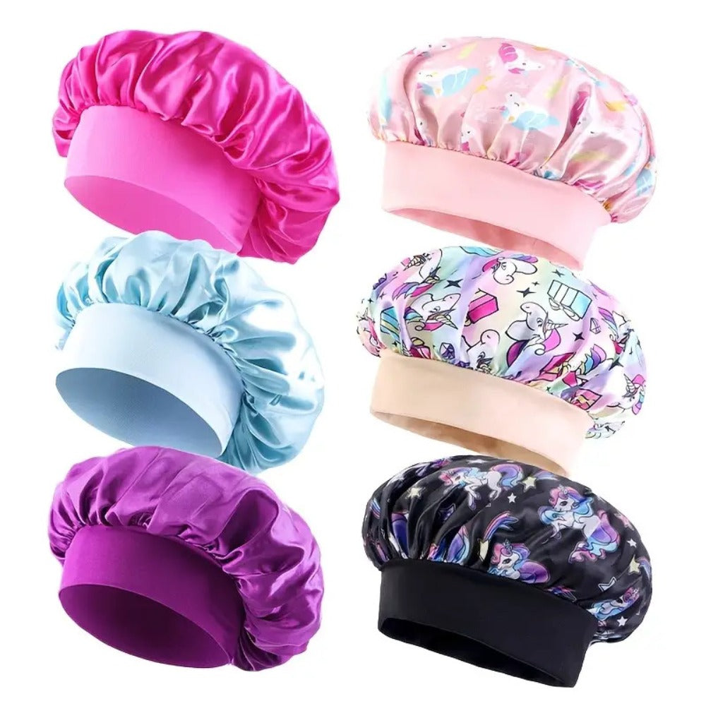 Shower Caps 6 Pack Unicorn Colorful Printed – Adjustable Elastic Reusable Waterproof Hair Cap Set for Women & Girls — image 4