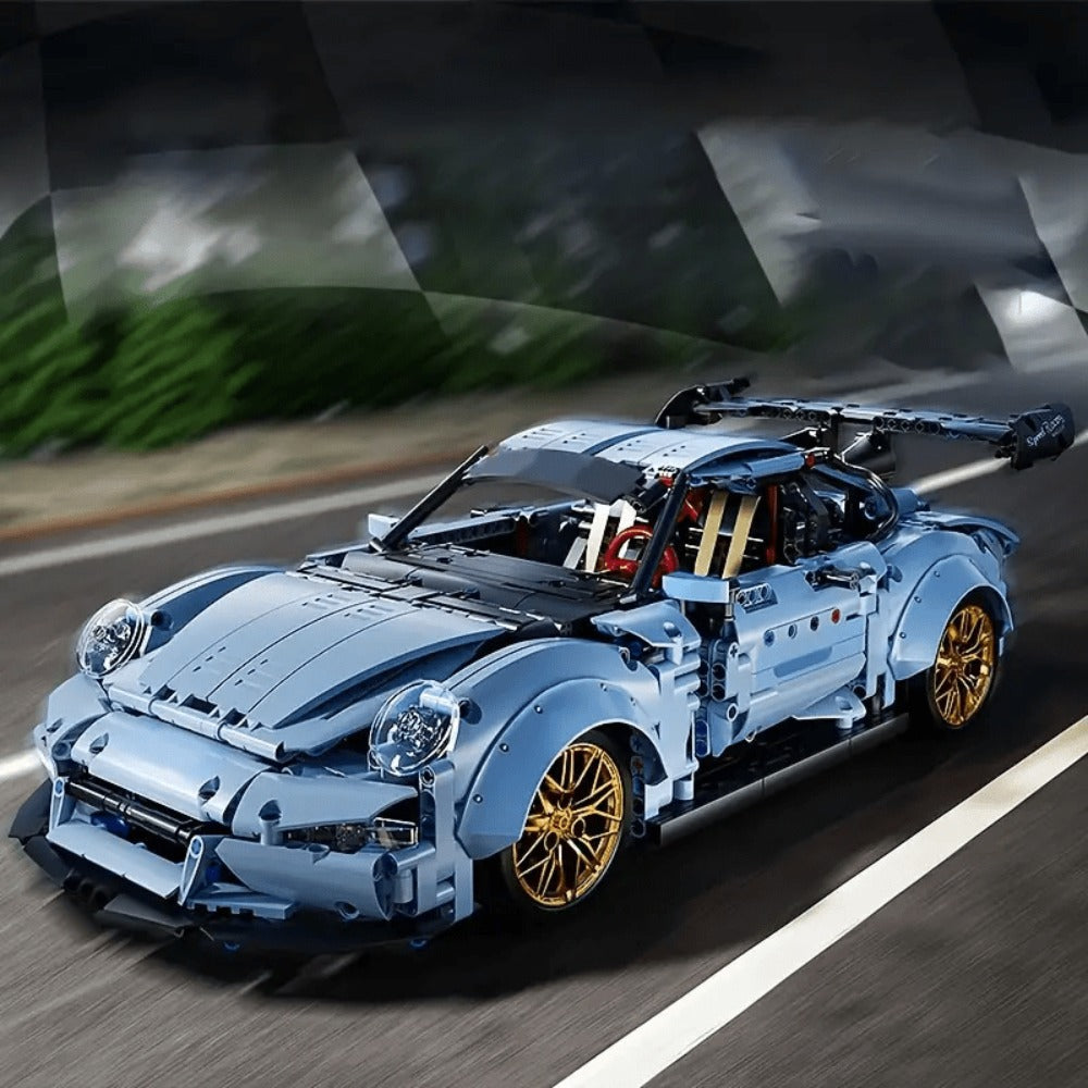 2100PCS Lowrider Sports Car Building Blocks Set for Adults – Misty Blue Model Kit Desktop Ornament & Room Decor, Cool Gift fo