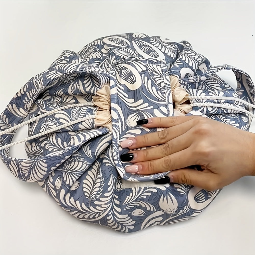 Makeup Bag Drawstring Flat-Lay Oxford Organizer in 12 Print and Color Options for Travel, Vanity and Everyday Beauty Storage 