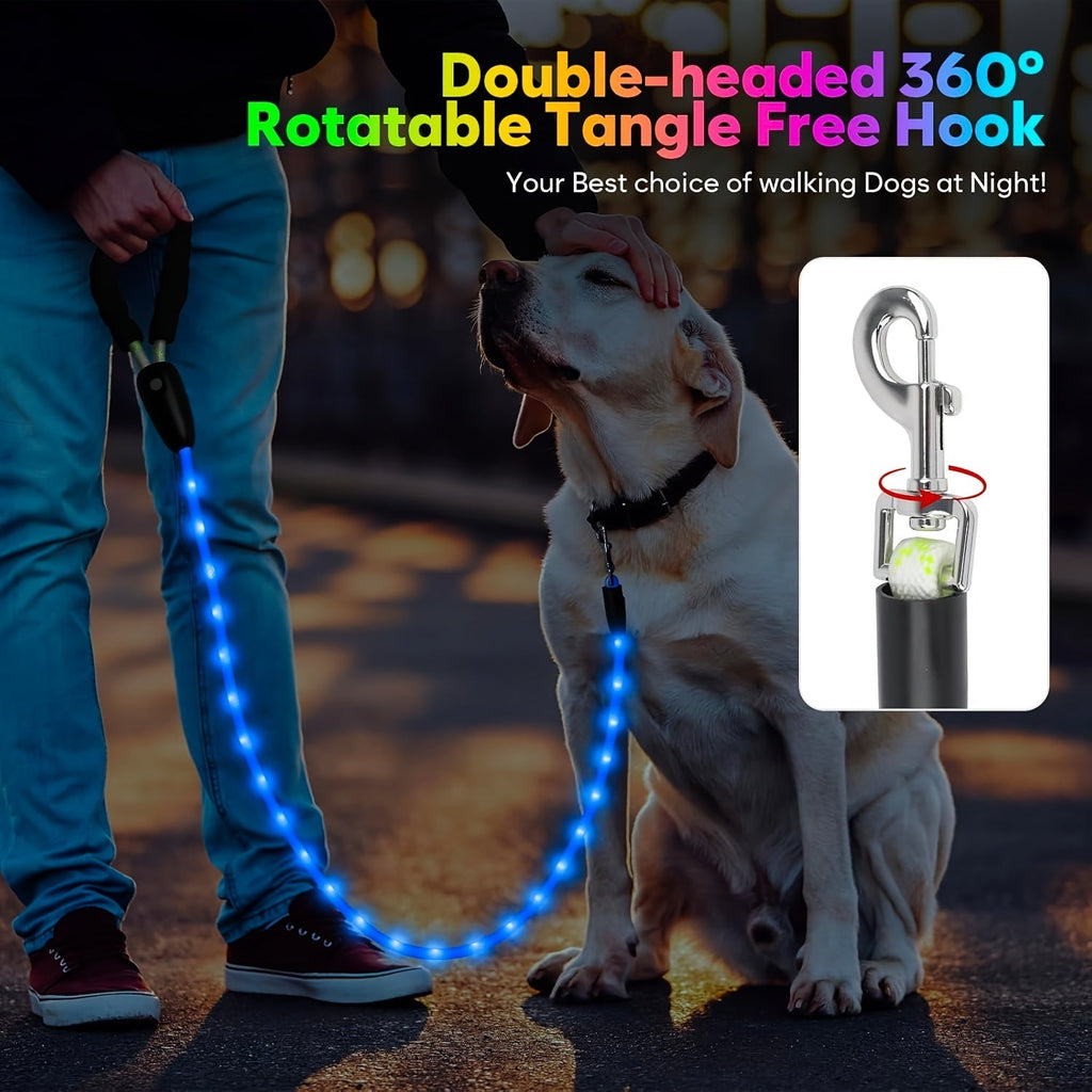Four-Foot LED Dog Leash in White with Rechargeable Light Strip and Seven Pictured Lighting Modes — image 4