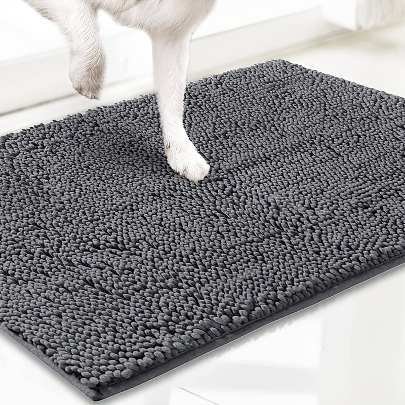 Chenille Dog Door Mat Super Muddy Paws Pet Rug Gingham Entryway Mat Indoor Outdoor Multiple Sizes & Colors — image 1