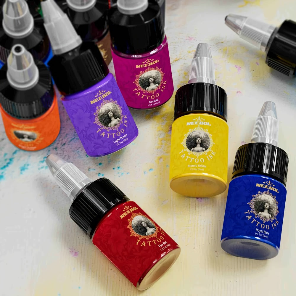 Tattoo Ink 14- or 21-Color Set with 0.5oz 15ml Bottles and Two Palette Choices for Color Selection — image 9