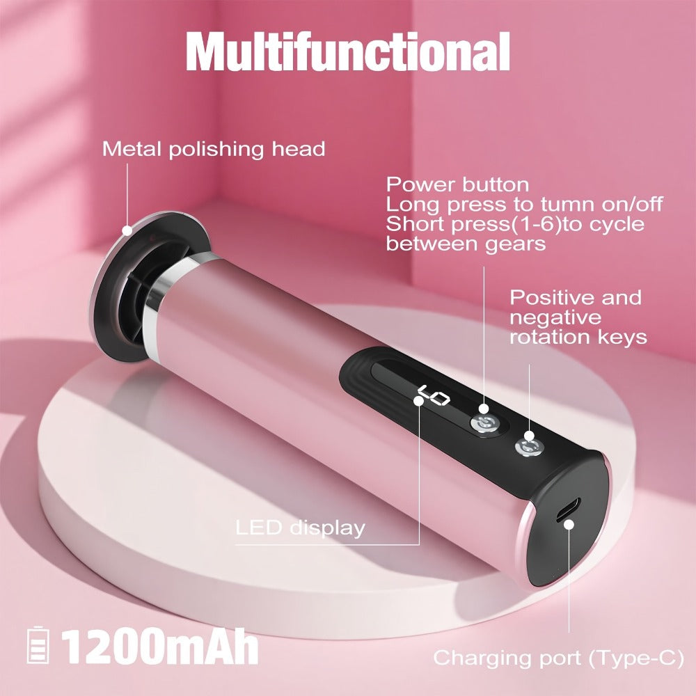 Rechargeable Electric Foot File and Callus Remover with Two Heads and Ten Sandpaper Pads in Pink — image 10