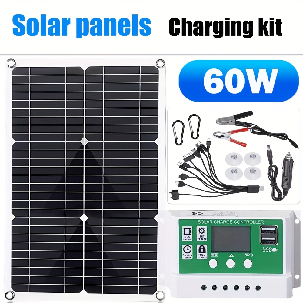 60-Watt Monocrystalline Solar Charging Kit with Green Controller and One- or Two-Panel Options — image 5