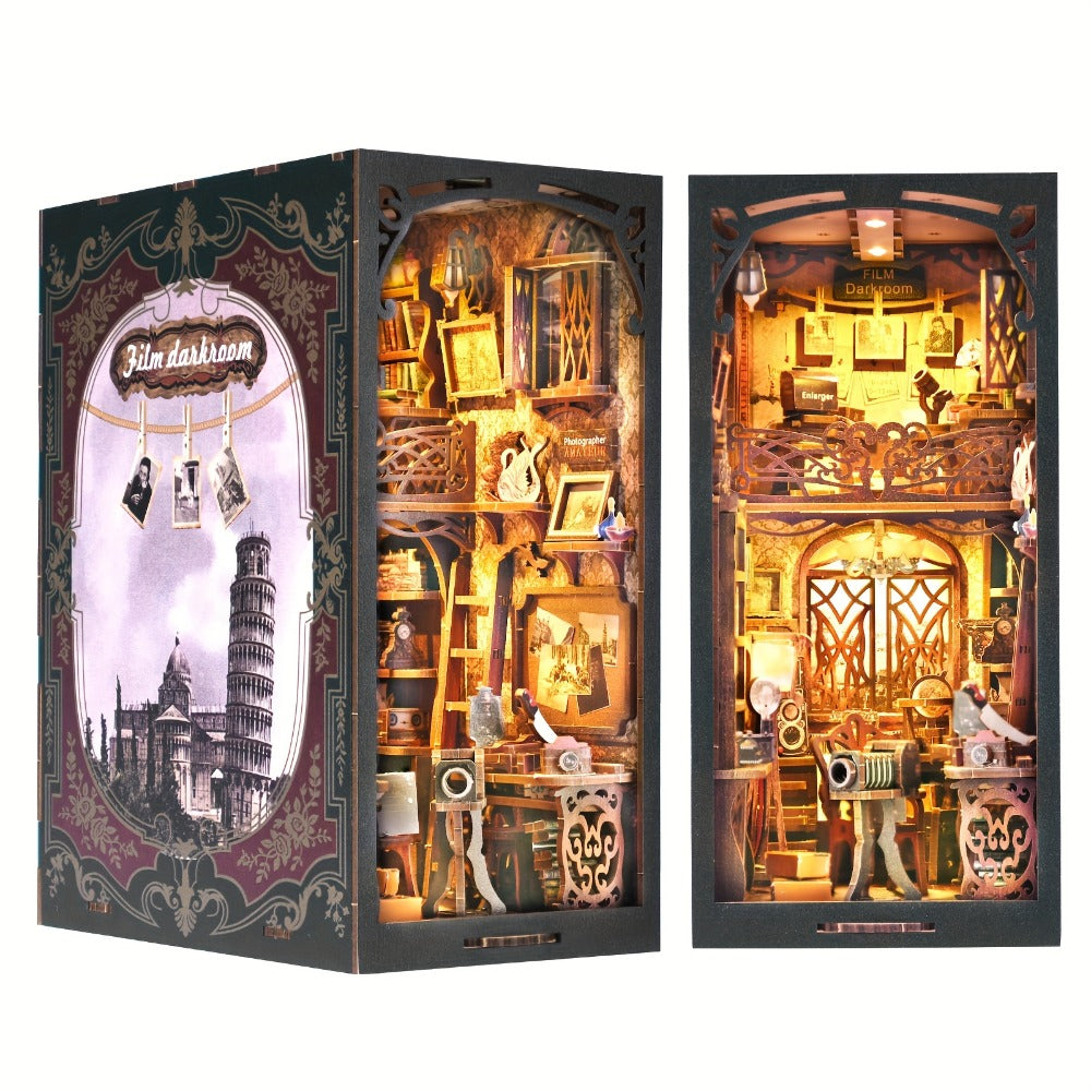 Film Darkroom Book Nook Kit with 405-Piece Vintage Photography Scene and Multiple Warm Lighting Points — image 2