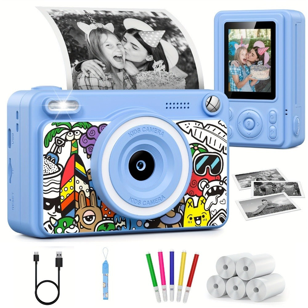 Kids Instant Print Camera with Cartoon Unicorn or Dinosaur Design, Paper Rolls, Color Pens and Four Color Options — image 6