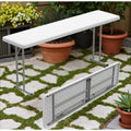 Narrow White 6-Foot Portable Folding Table with Rectangular Top and Folding Gray Leg Frame — image 1