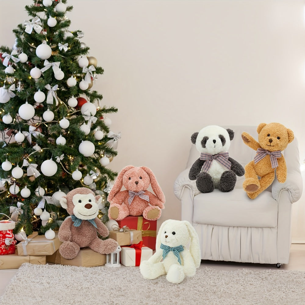 Stuffed Animal Five-Piece Bear, Monkey, Panda and Rabbit Set in 12.5-Inch Assorted Designs — image 4