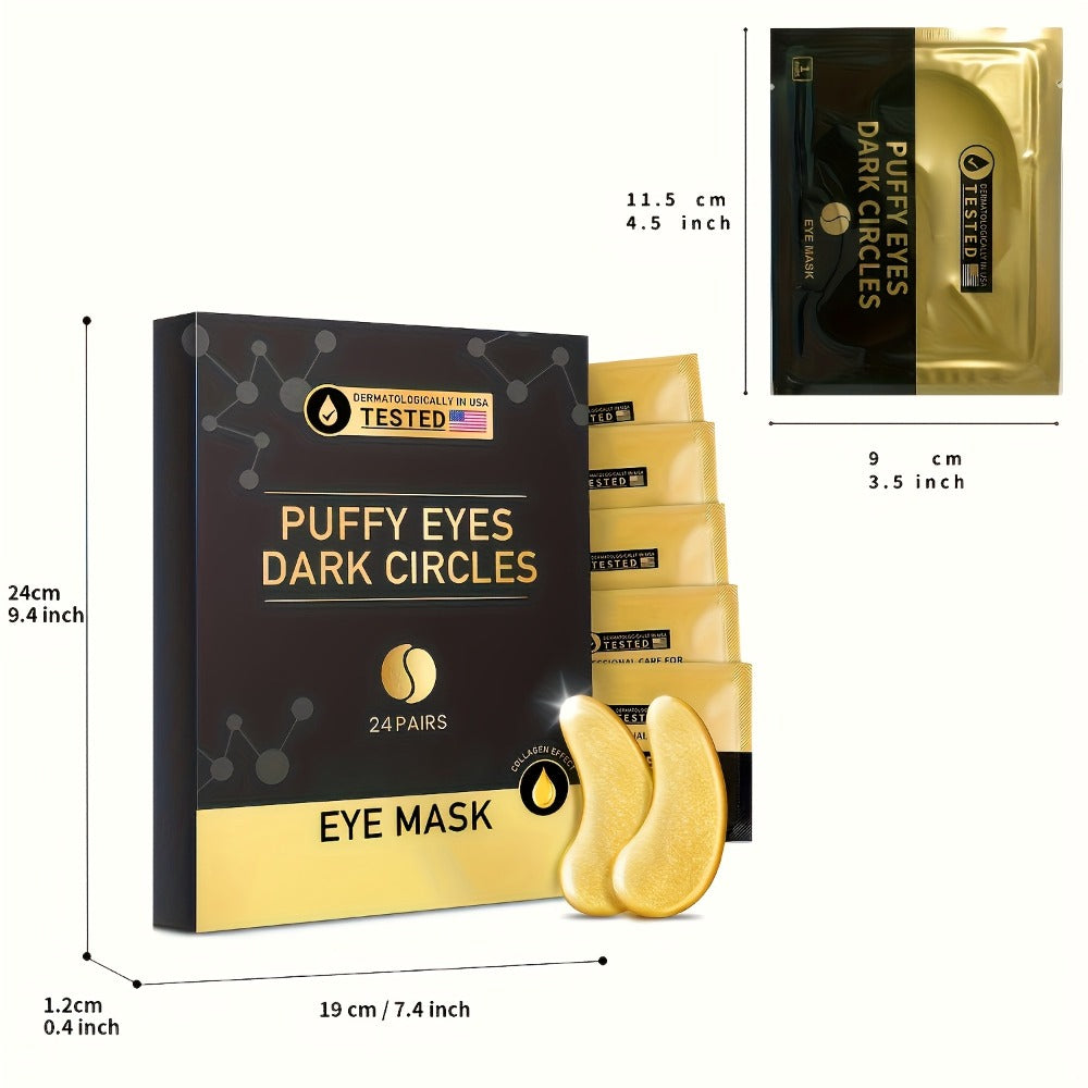 Under Eye Patches 24 Pairs Gold Collagen Hyaluronic Acid Glycerin – Hydrating Eye Mask for Dark Circles Puffiness — image 5