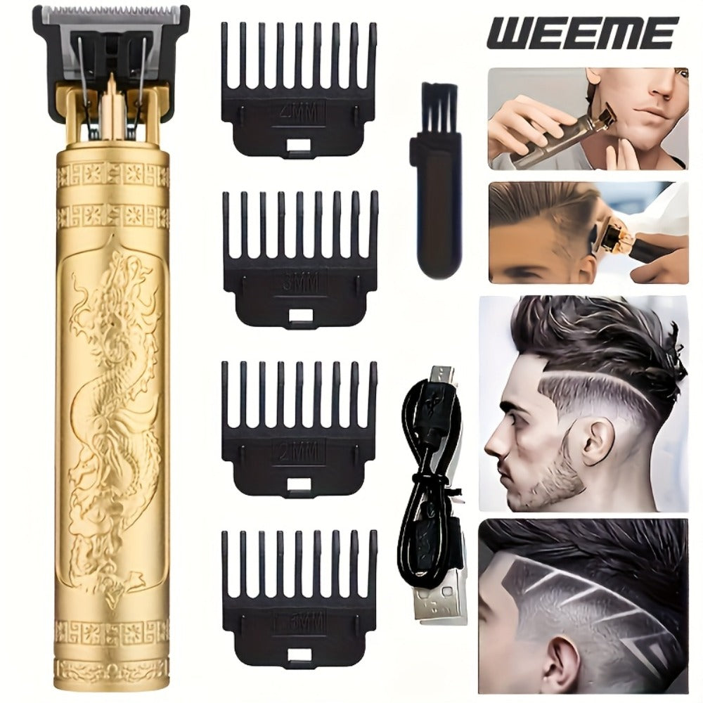 T-Blade Hair Clipper Set for Men – Golden Series USB Rechargeable Trimmer Kit with Guide Combs & Cleaning Brush, 1pc 2pcs 3pc