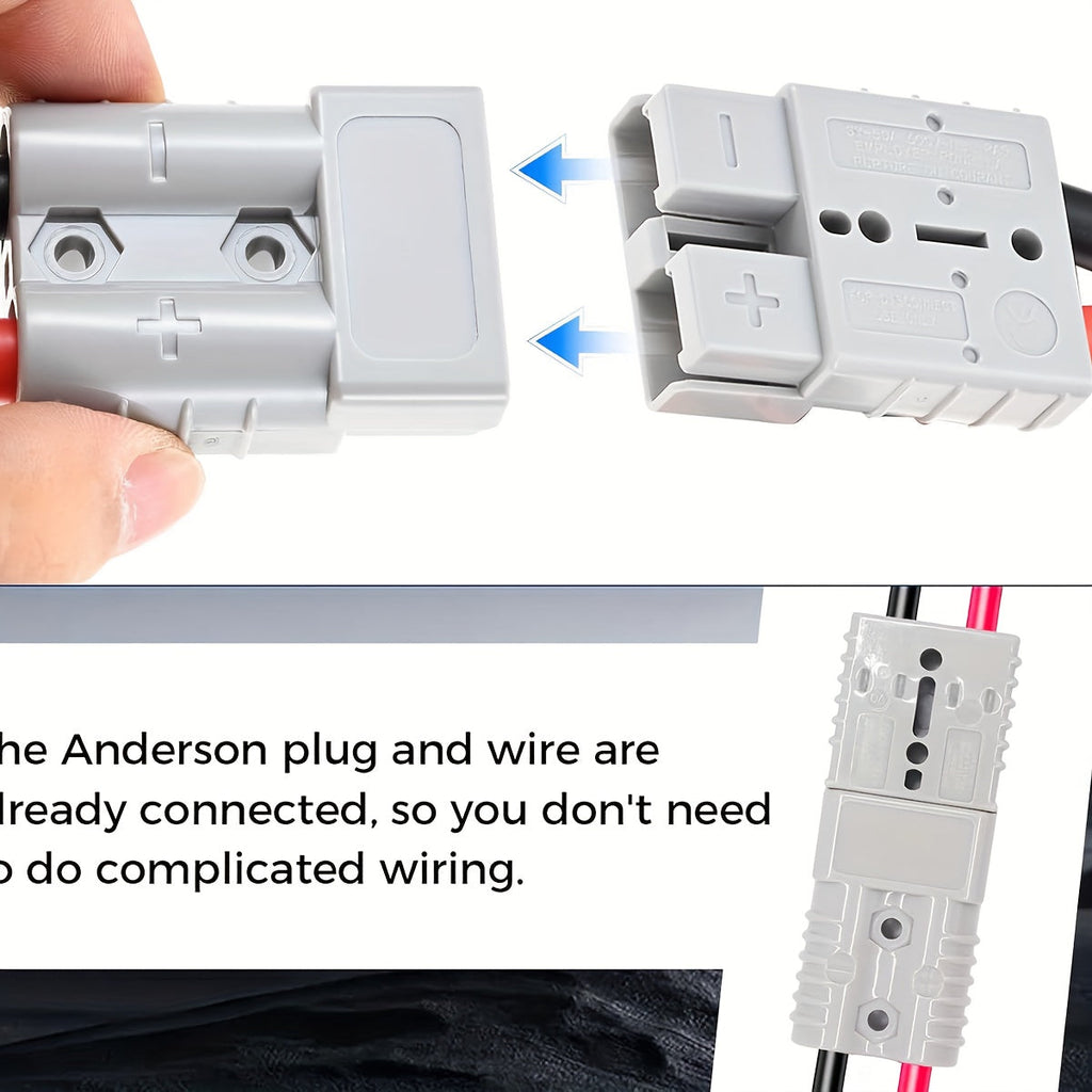 SB50 Anderson Connector Plug with 10FT Wire – Double SB50 Battery Harness Cable for RV, Winch, Trailer, Golf Cart & Electric 