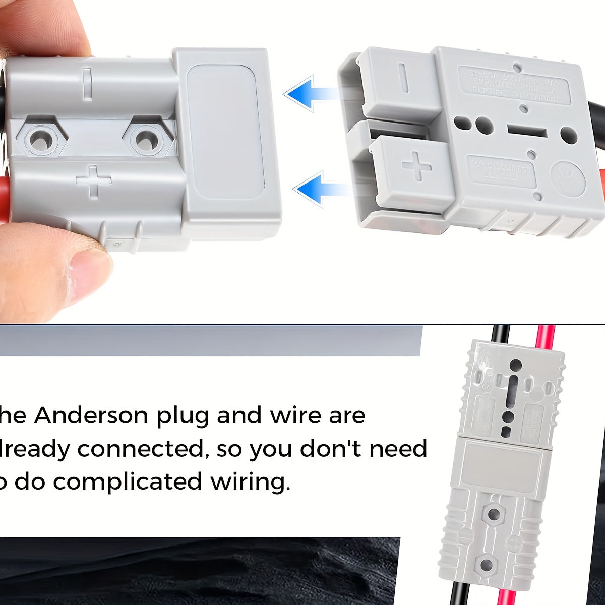SB50 Anderson Connector Plug with 10FT Wire – Double SB50 Battery Harness Cable for RV, Winch, Trailer, Golf Cart & Electric 