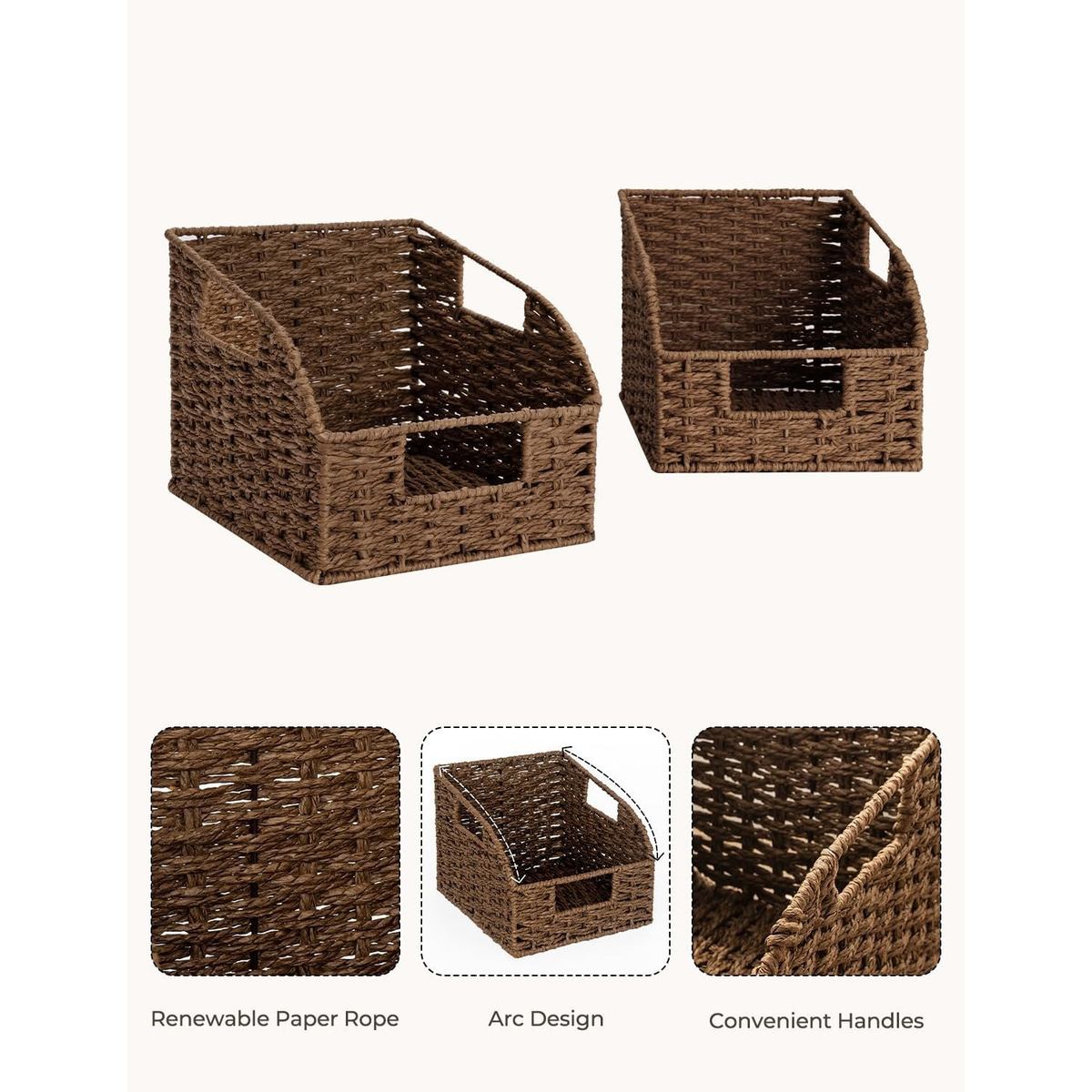 Water Hyacinth Pantry Storage Baskets 2-Pack with Seagrass Options and Integrated Shelf Handles — image 11