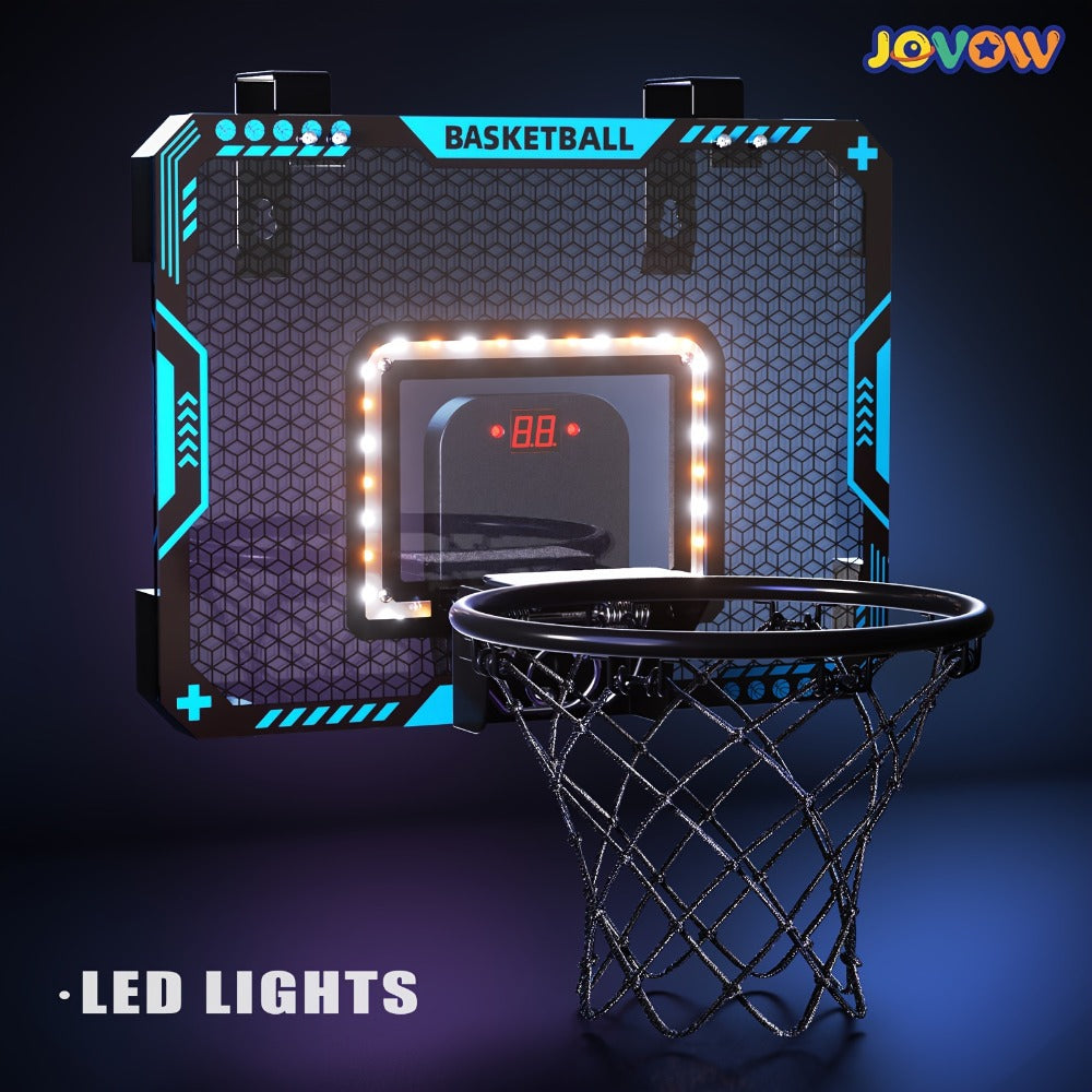 Over Door Basketball Hoop with LED Lights & Electronic Scoreboard, Mini Hoop Set with 4 Balls for Kids Teens Adults — image 5
