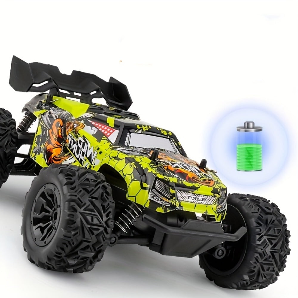 RC Monster Truck 4WD Green Off-Road Style Vehicle with LED Details, 2.4G Remote Controller and Treaded Tires — image 6