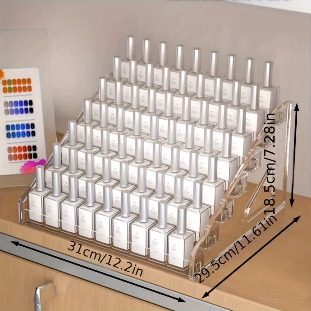 Nail Polish Organizer Acrylic Display Stand 4 Tier Clear Transparent Rack Gel Polish Holder Countertop Storage Shelf for Nail