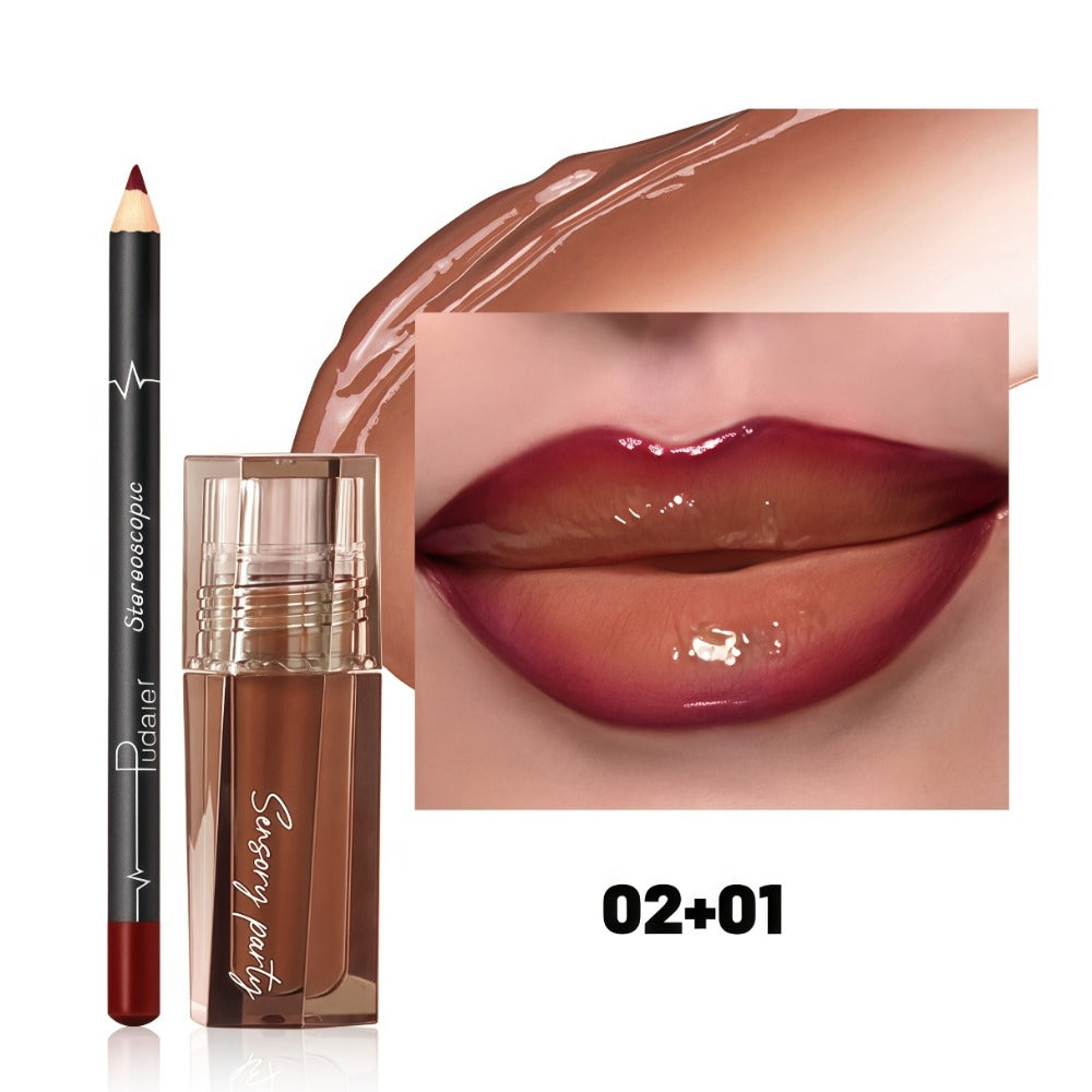 Dewy Glass Lip Gloss & Liner Duo – Hydrating Water-Gloss Luminous Finish with 3D Precision Matte Lip Liner — image 4