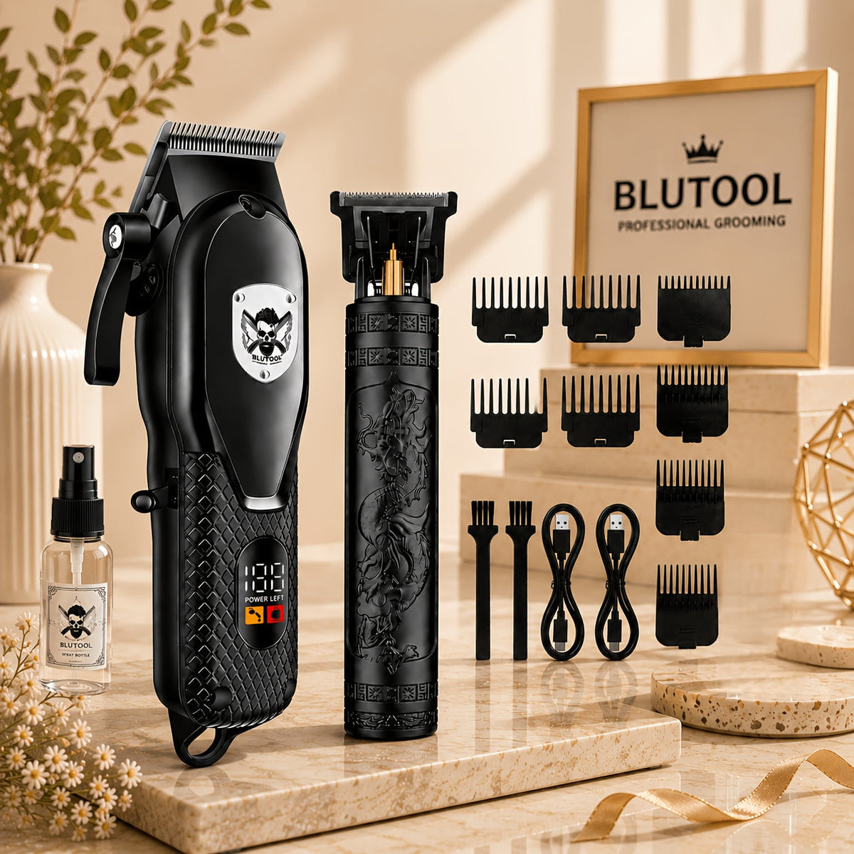 Electric Grooming Kit for Men with LCD Display – Cordless Rechargeable Hair Clipper & Trimmer Set, Home Travel & Car Use — im