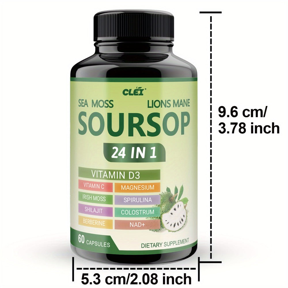 Herbal Supplement with CLEI Label, Soursop Graviola 24-in-1 Capsules, 60 Count, One or Two Bottles — image 10