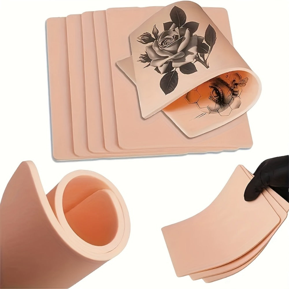 Tattoo Practice Skin Silicone Double-Sided – Flexible Fake Skin 1mm, Realistic Curvature for Tattoo Artists, Beginners — imag