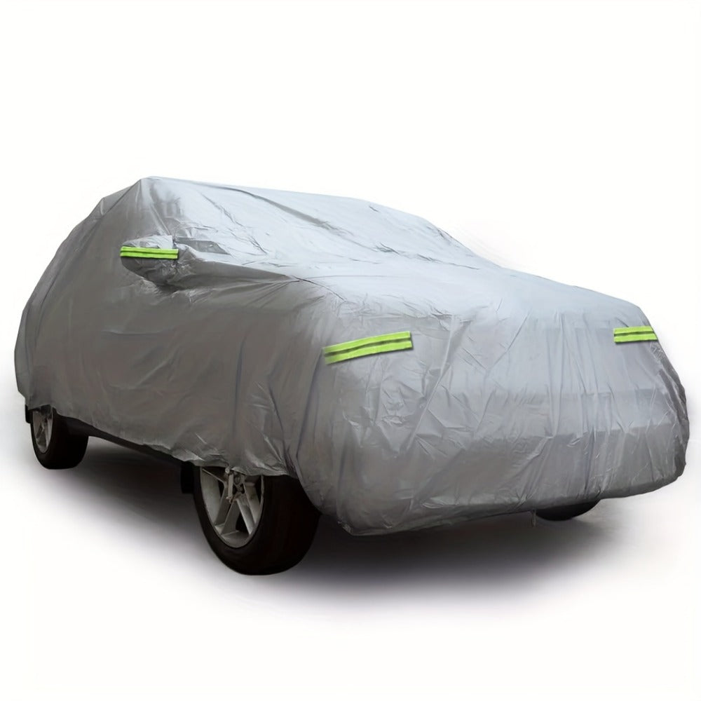 Silver XXL SUV Car Cover with Green Reflective Tabs, Elastic Hem and 540 x 200 x 180 cm Full-Body Fit — image 6