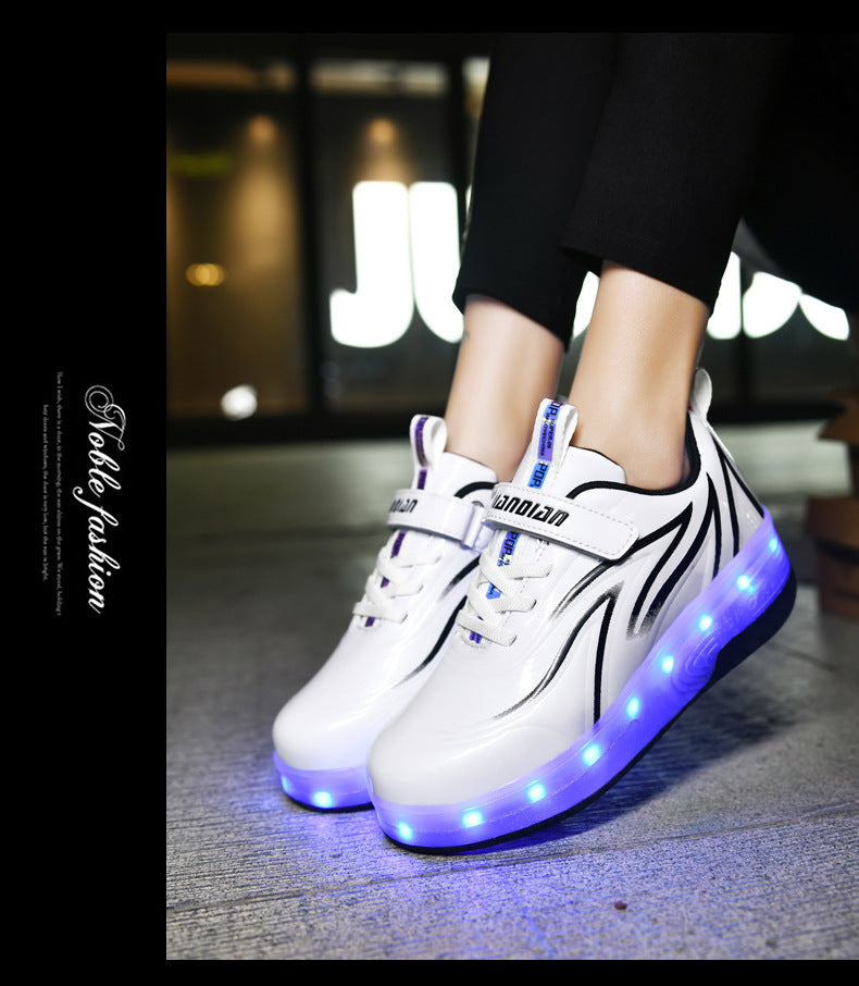 Children's Rechargeable Two-wheel LED Light-up Shoes