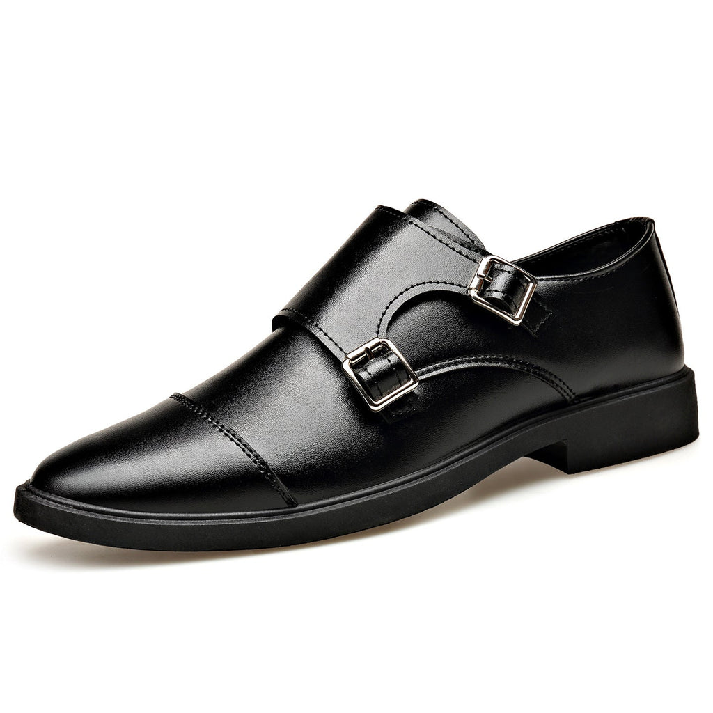 Large Size Soft Bottom Men's All-match Metal Slip-on Leather Shoes