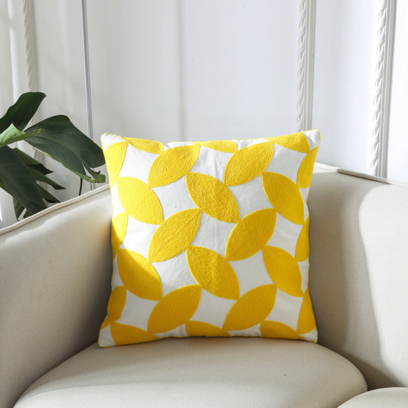 Simple Geometric Embroidery Couch Pillow Featured Embroidered Cushion