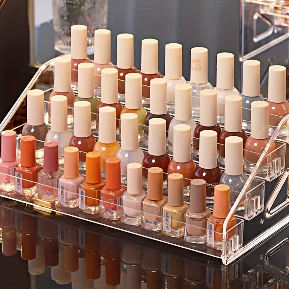 Nail Polish Organizer Acrylic Display Stand 4 Tier Clear Transparent Rack Gel Polish Holder Countertop Storage Shelf for Nail