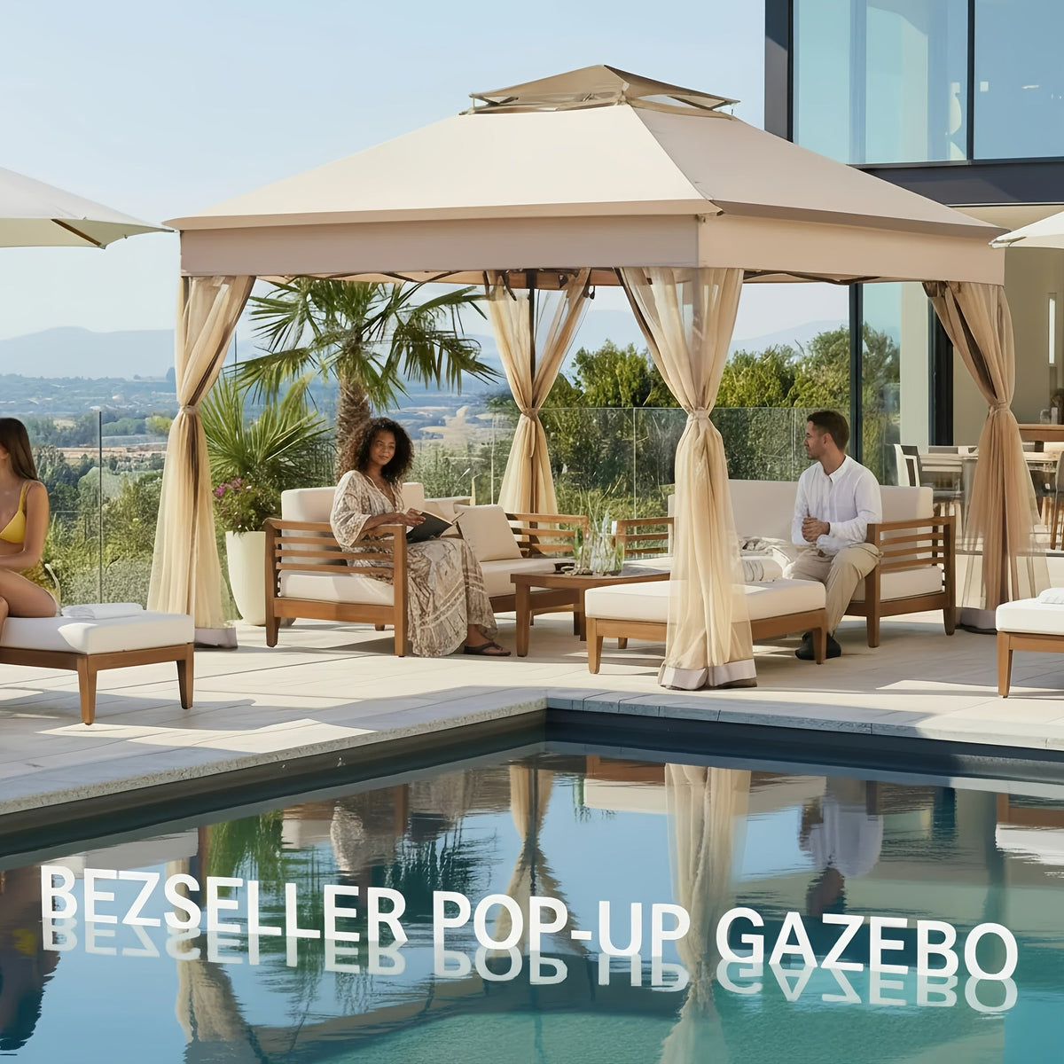 11x11ft Pop-Up Gazebo Tent with Full Mesh Curtains, Three Height Positions and Three Color Options — image 5