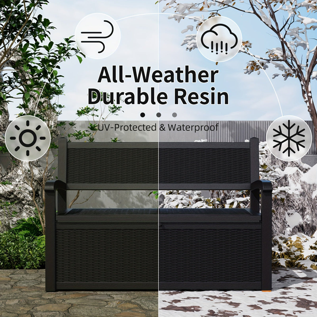 Outdoor Storage Bench 80 Gal, for Garden, Patio and Yard Use, with the Listed Configuration — image 4