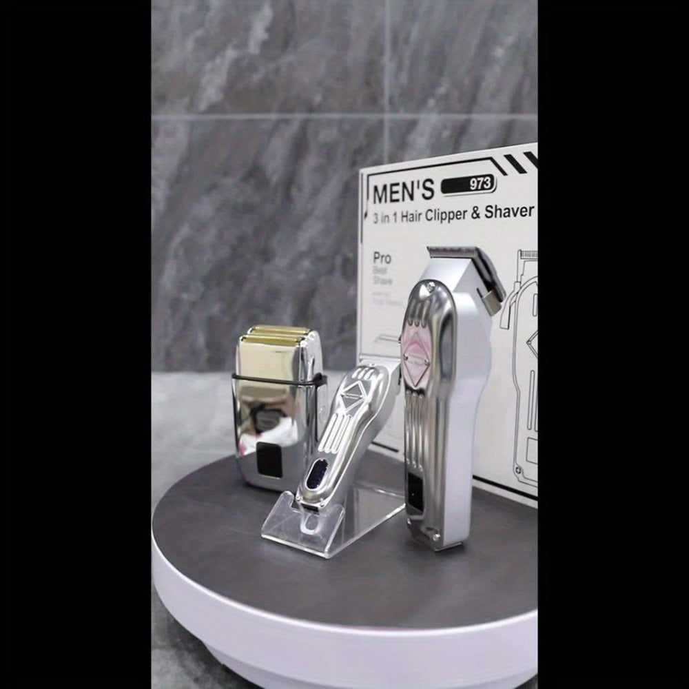 Hair Clippers & Trimmers Three-Piece Set with Full-Size Clipper, T-Blade Detailer, Foil Shaver and LCD Displays — image 10