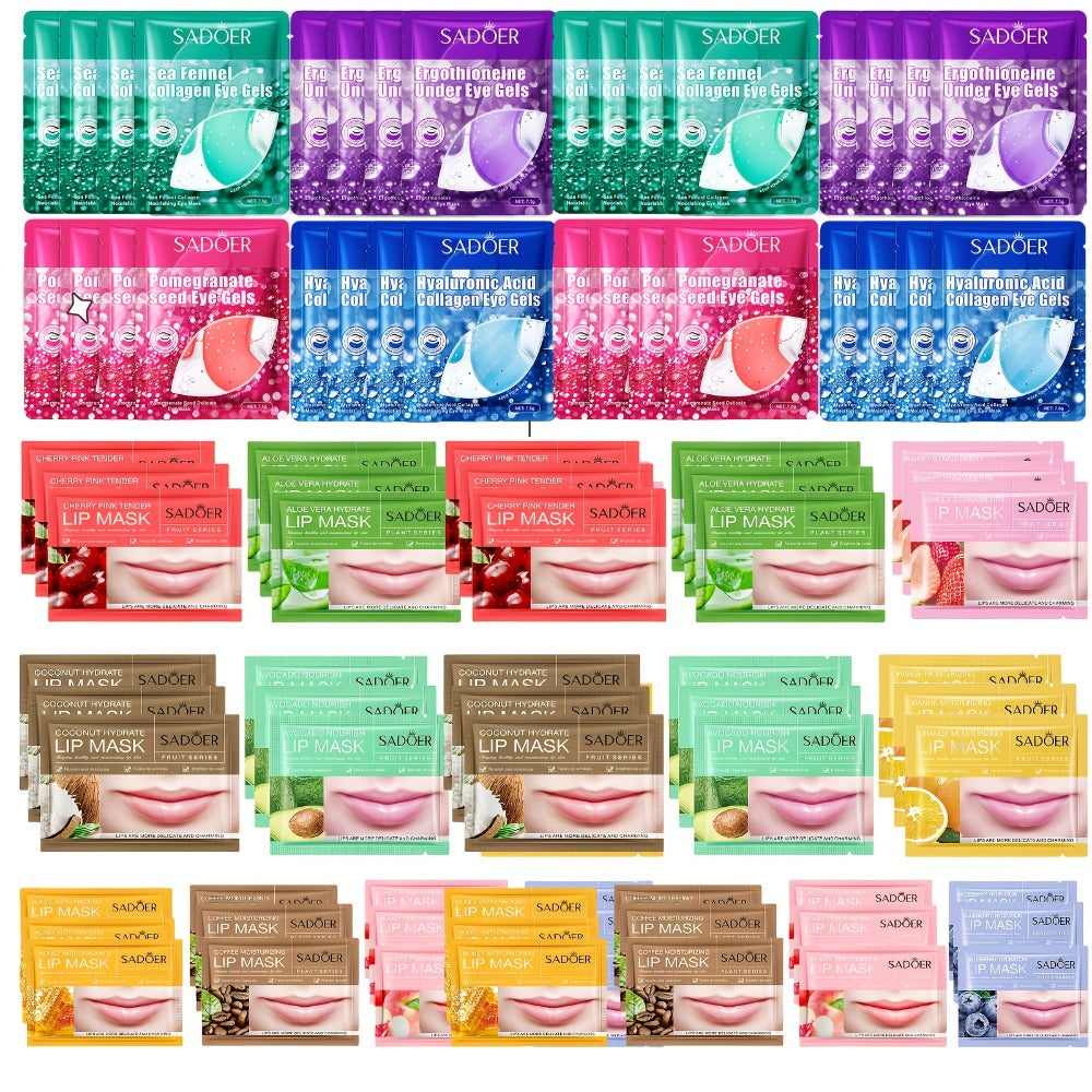 Lip & Under Eye Mask Travel Set 62 Pieces – Moisturizing Non-Greasy Lip Mask & Eye Patch Kit, Hydrating Autumn Winter Skincar