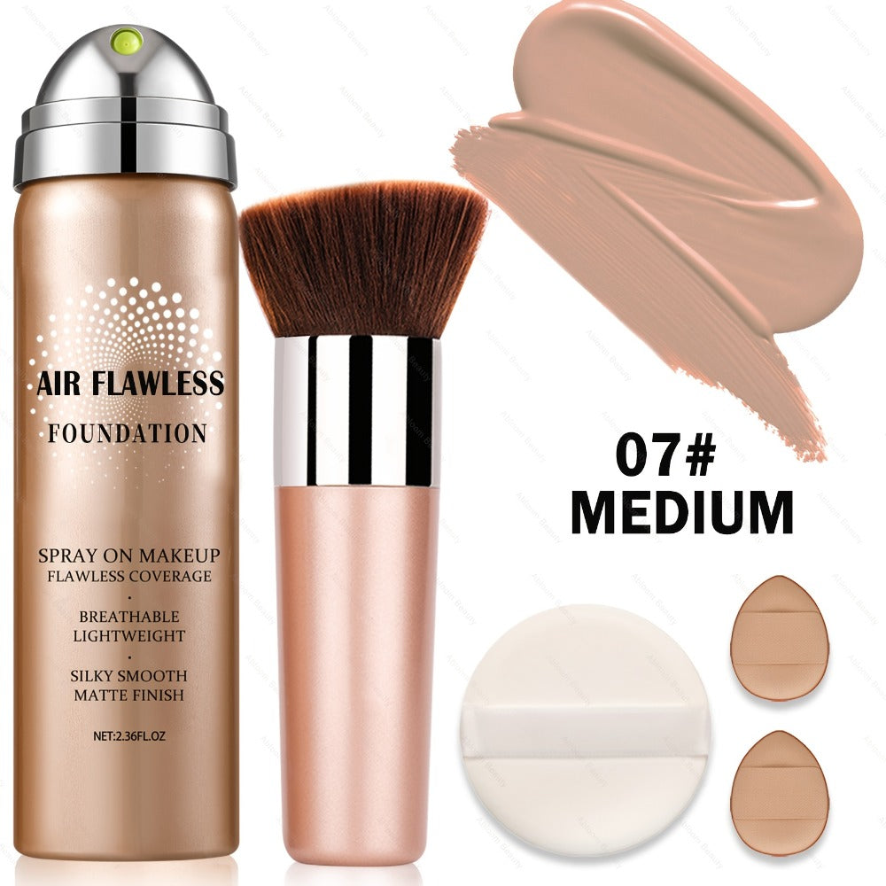 Spray Liquid Foundation and Flat-Top Brush Set with Matte Finish and Eight Numbered Shades — image 12