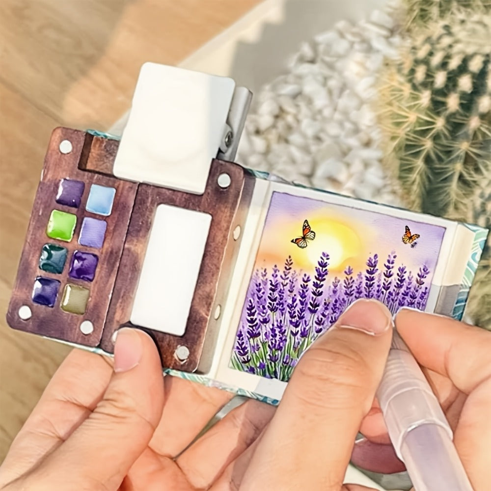 Watercolor Paint, Portable Set 24 Colors 15-Grid Palette 3 Brushes the Listed Color, Size or Set for Everyday Use — image 8