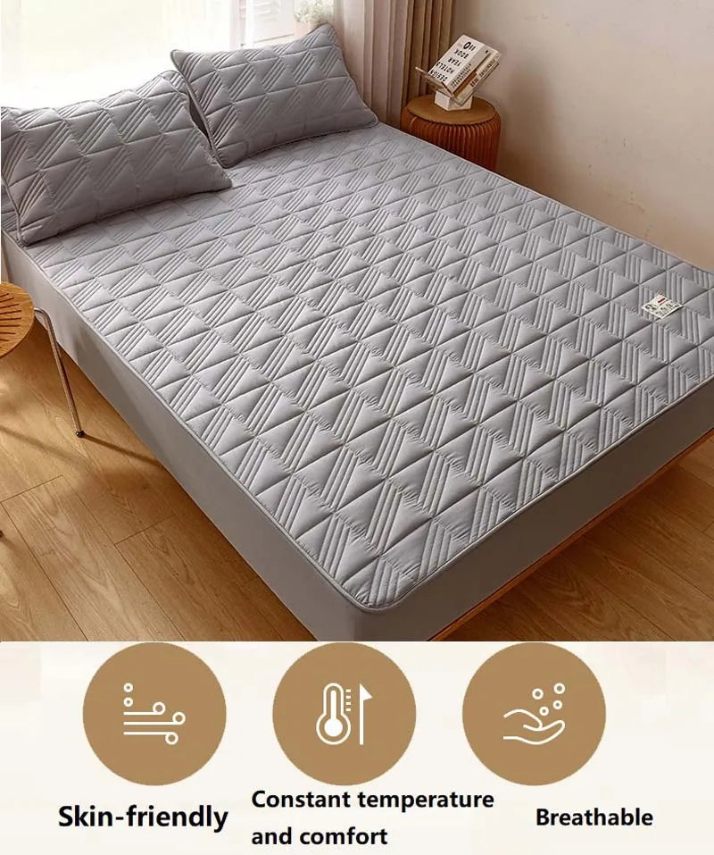 Pure Cotton Bed Sheet Single Piece Thickened Quilted Anti-mite Mattress Protector