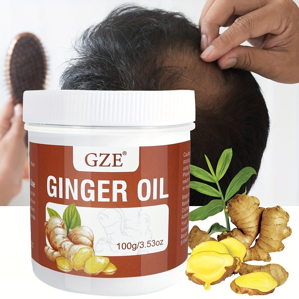 Hair Oil GZE Ginger 100g White Screw-Lid Jar with 3.53oz Label for Hair and Scalp Application — image 2
