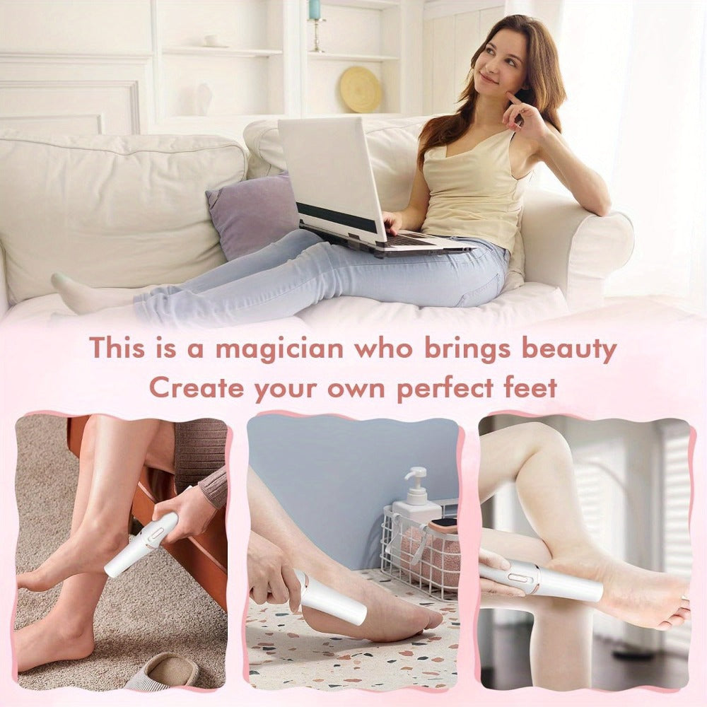 Electric Foot File Callus Remover IPX4 Waterproof Auto Light 2 Speed Interchangeable Grinding Heads Portable Pedicure Tool De