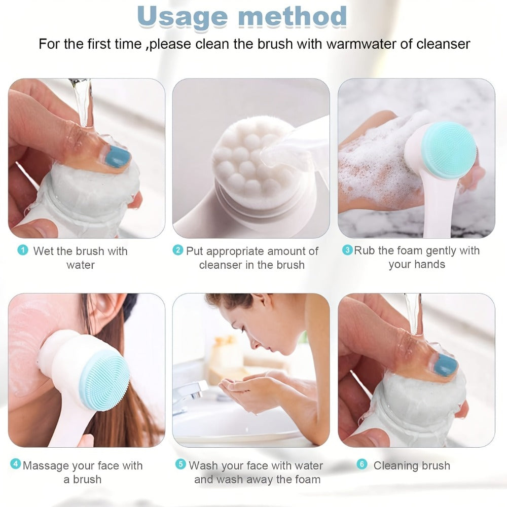 Face Cleansing Brush Set 7pcs Spa Skincare Kit – Mask Brush Scrub Brush Detailing Brush Velvet Headband & Wash Bag — image 10