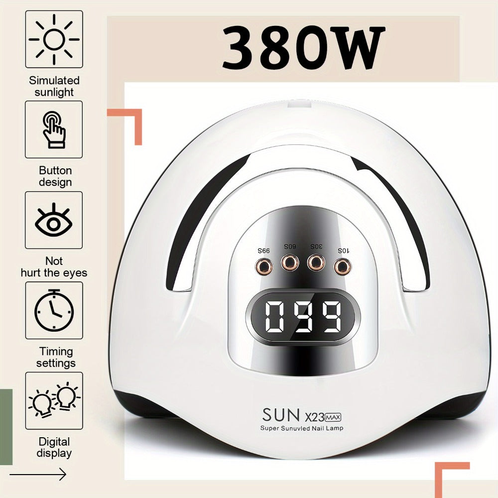 White Arch LED Nail Lamp with 380W and 81-Bead Labels, LCD Display and Four Timer Settings — image 5