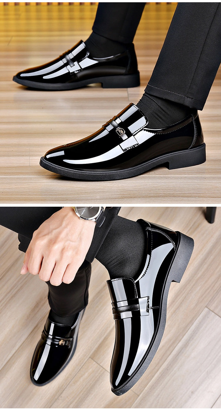 Dress Leather Shoes With A Mirror Like Slip On Design
