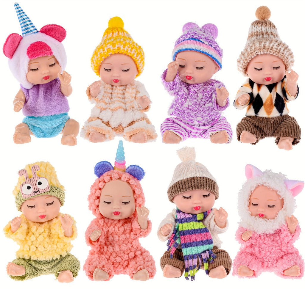 Mini Plush Dolls Set 8 Pack 4 Inch, Stuffed Toy Figures with Colorful Plush Outfits & Hats — image 6