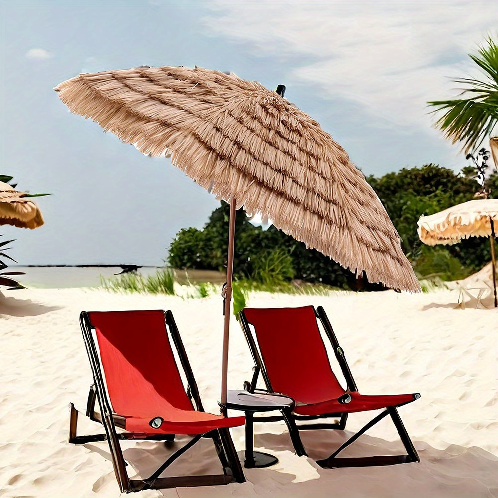 Patio Umbrella 7.5FT Thatch-Style Tiki Design with Steel Pole, Iron Frame, Push Tilt and One-Piece Option — image 7