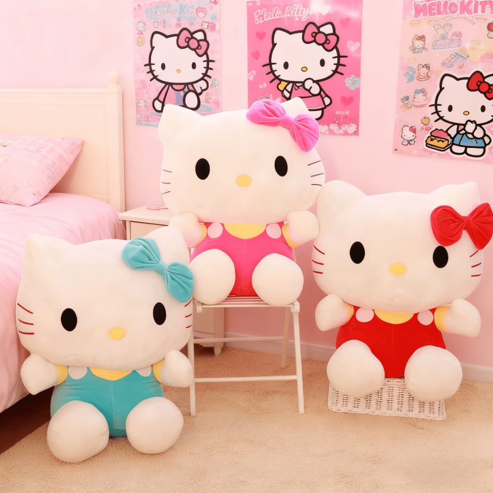 Plush Toy Bow-Wearing Cat Character Doll with Red, Pink or Blue Color Options and Soft Fabric — image 2