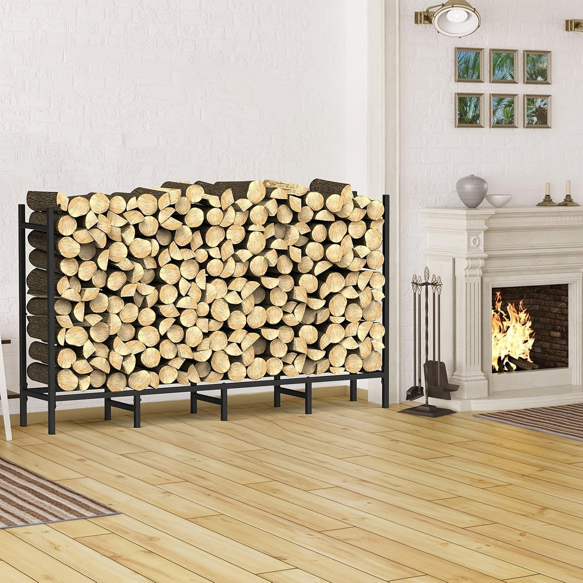 Firewood Rack | Heavy Duty Steel Indoor Outdoor Fireplace Patio Deck — image 8