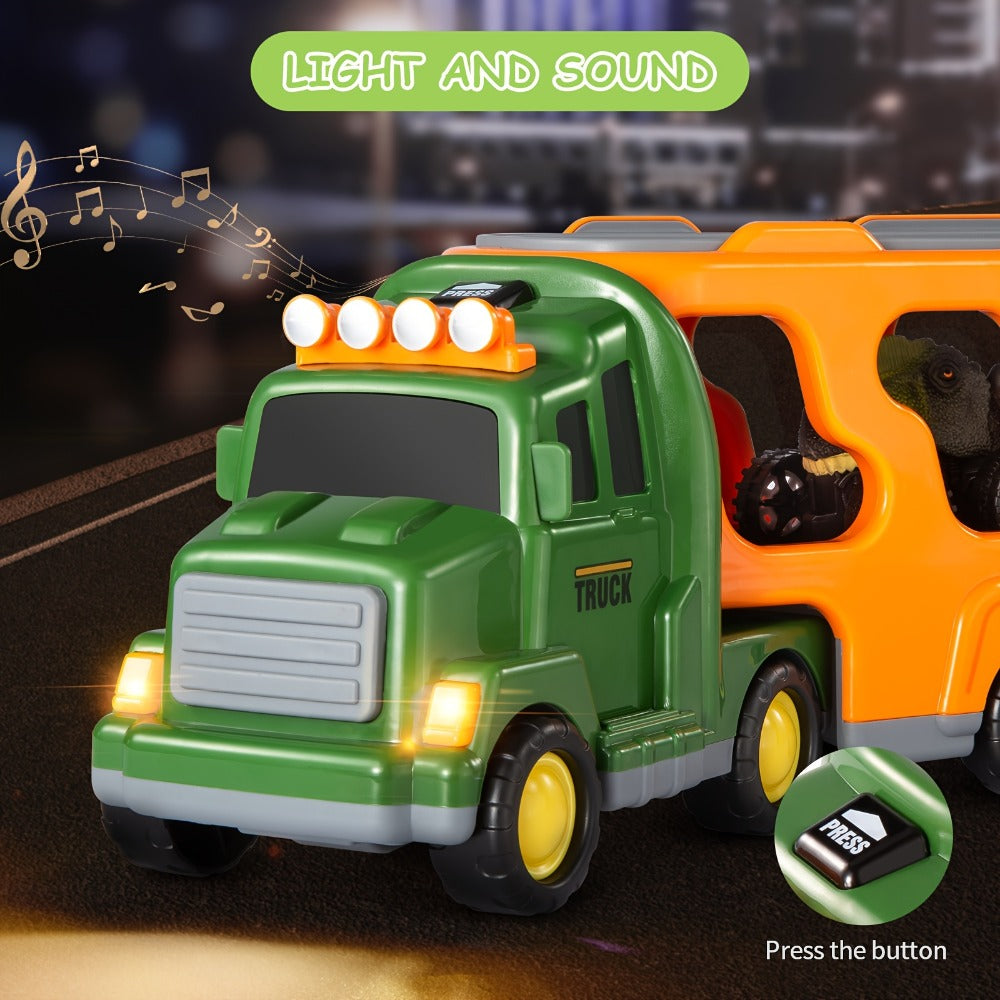 Dinosaur Truck Toy, Push-Action 7-in-1 for Kids Ages 3-5 3 Dino Figures the Listed Color, Size or Set for Everyday Use — imag