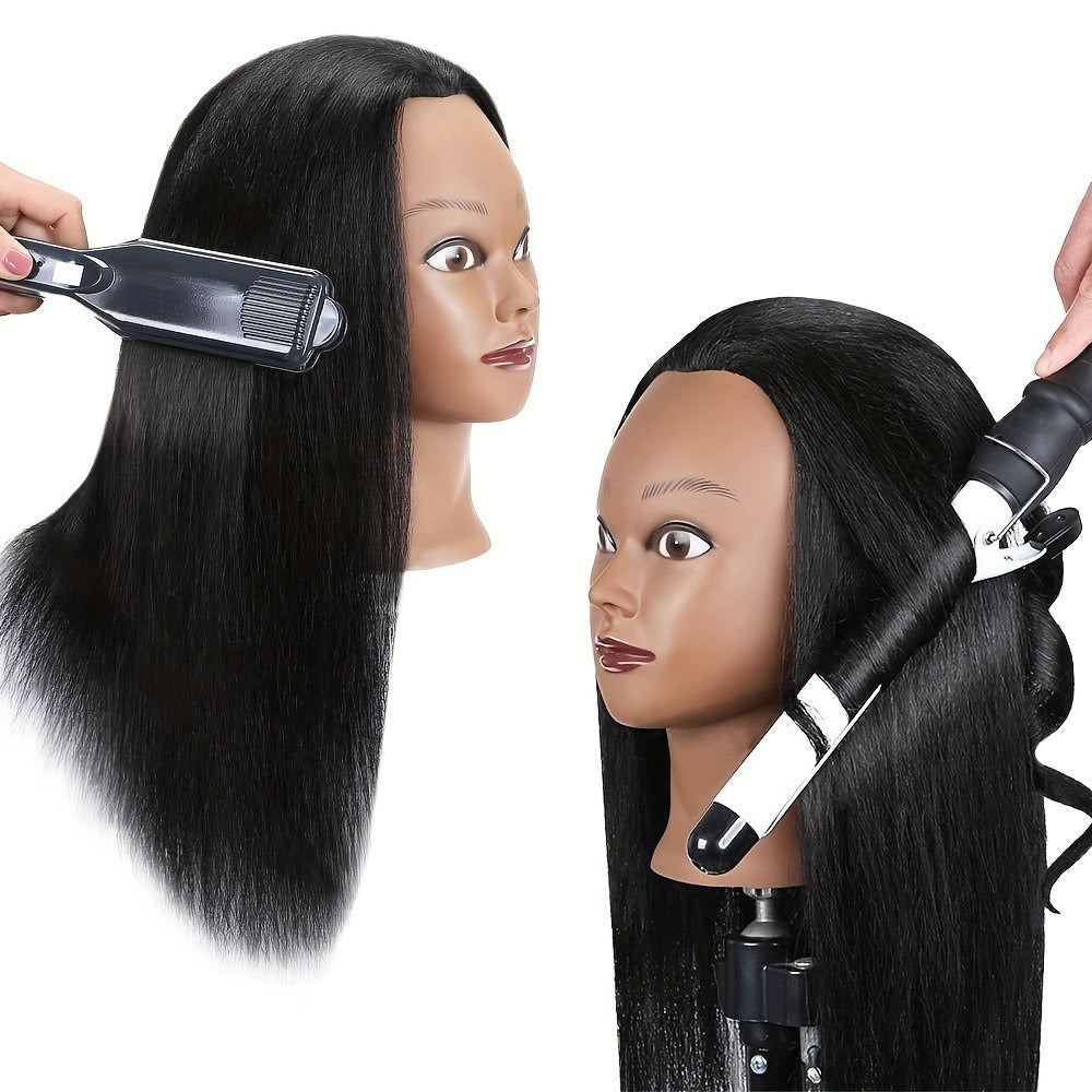 Mannequin Head with Hair 18 Inch Cosmetology Training Practice Doll Head | Hair Styling Cutting Braiding Clamp Holder Comb Cl
