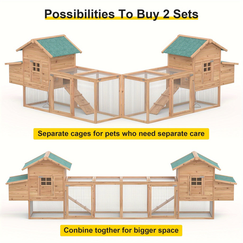Chicken Coop for Outdoor Backyard Poultry in a Wooden 80.75in Run and Nest Box Design with a Brown Frame — image 4