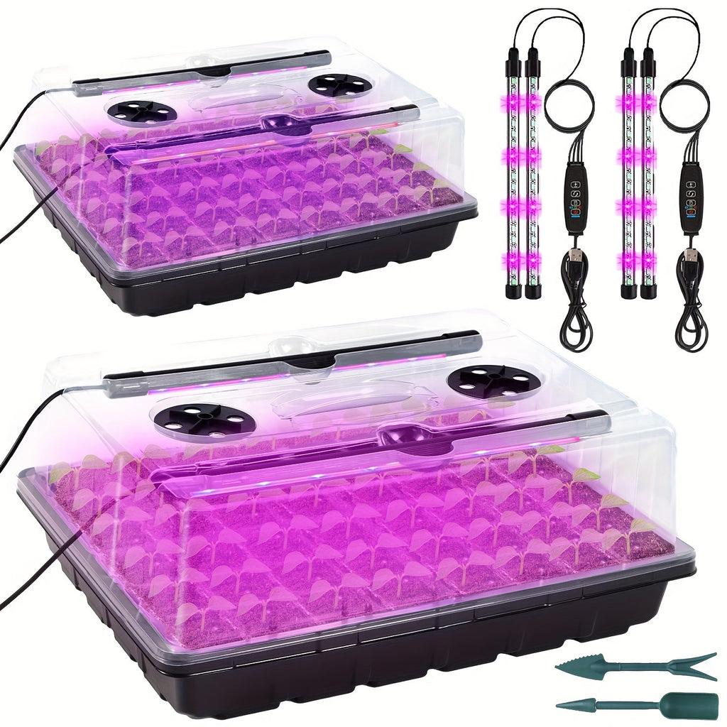 Seed Starter Tray with Grow Light 96 Cell Self-Watering, 10-Level Brightness & Timer, Humidity Dome — image 1
